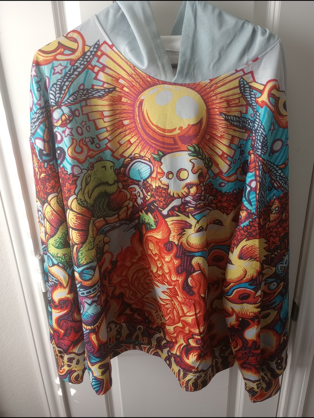 Lightweight Multicolor Graphic Hooded Shirt Jacket